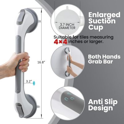 TAILI 43cm Suction Grab Rails – Secure Bathroom Support - No Tools Required