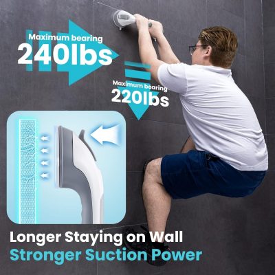 TAILI 43cm Suction Grab Rails – Secure Bathroom Support - No Tools Required