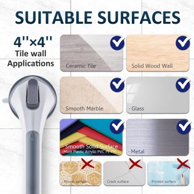 TAILI 43cm Suction Grab Rails – Secure Bathroom Support - No Tools Required