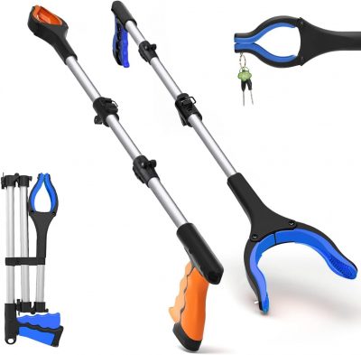 Wiseten 2-Pack Foldable Grabber Reacher Tools – 43"/109cm Extra Long with Magnet