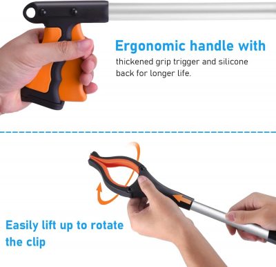 Wiseten 2-Pack Foldable Grabber Reacher Tools – 43"/109cm Extra Long with Magnet