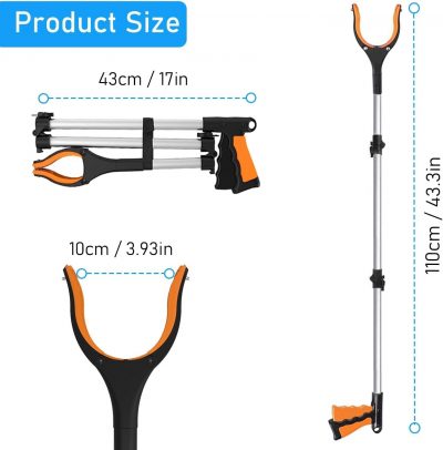 Wiseten 2-Pack Foldable Grabber Reacher Tools – 43"/109cm Extra Long with Magnet