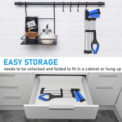 Wiseten 2-Pack Foldable Grabber Reacher Tools – 43"/109cm Extra Long with Magnet