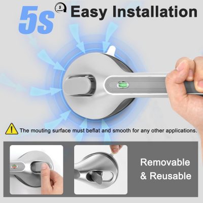 Newthinking 15.8" Bathroom Suction Grab Rails with Lock Indicator - No Assembly