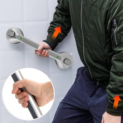 Newthinking 15.8" Bathroom Suction Grab Rails with Lock Indicator - No Assembly