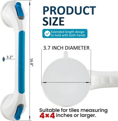 TAILI Suction Grab Rail – 43cm Bathroom Handle for Elderly, No Drilling Required